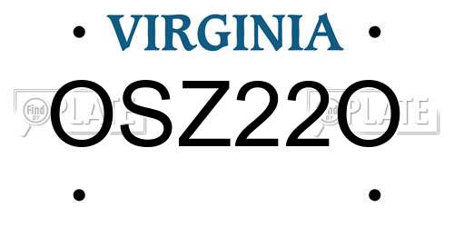 OSZ22O Virginia License Plate