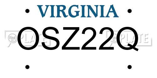 OSZ22Q Virginia License Plate