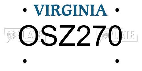 OSZ270 Virginia License Plate
