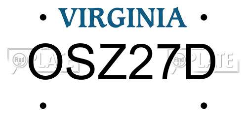 OSZ27D Virginia License Plate