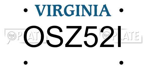 OSZ52I Virginia License Plate