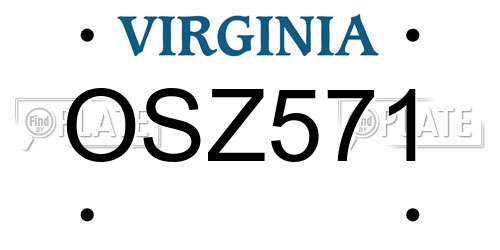 OSZ571 Virginia License Plate