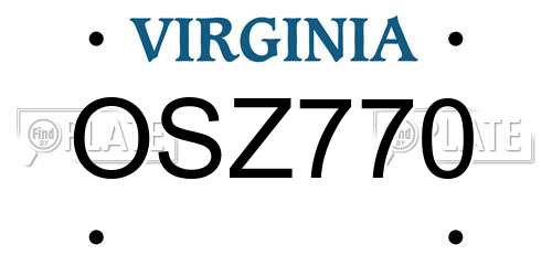 OSZ770 Virginia License Plate
