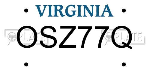 OSZ77Q Virginia License Plate