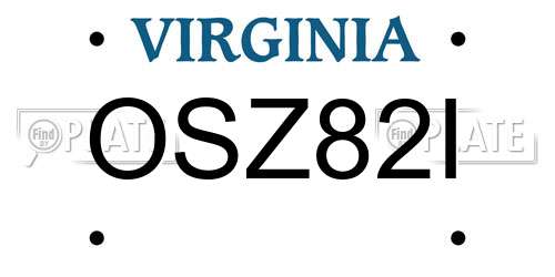 OSZ82I Virginia License Plate
