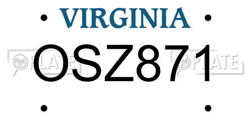 OSZ871 Virginia License Plate