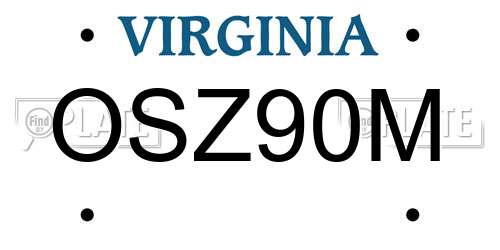OSZ90M Virginia License Plate