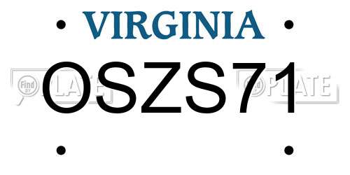 OSZS71 Virginia License Plate