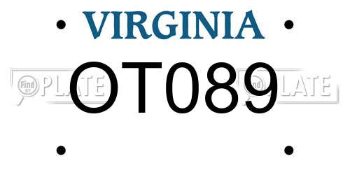 OT089 Virginia License Plate