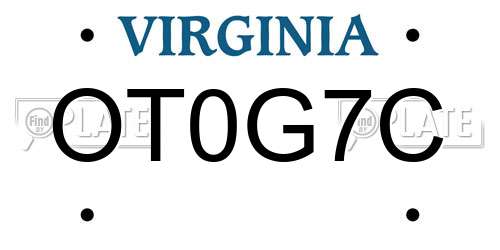 OT0G7C Virginia License Plate