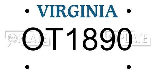 OT1890 Virginia License Plate