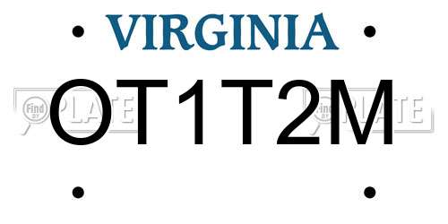OT1T2M Virginia License Plate