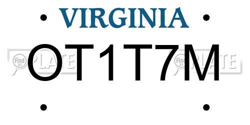 OT1T7M Virginia License Plate