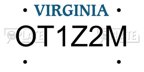 OT1Z2M Virginia License Plate