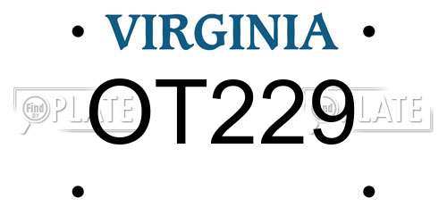OT229 Virginia License Plate