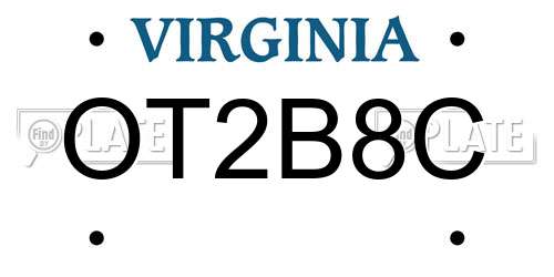 OT2B8C Virginia License Plate