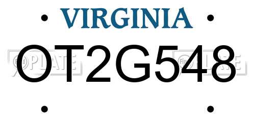 OT2G548 Virginia License Plate