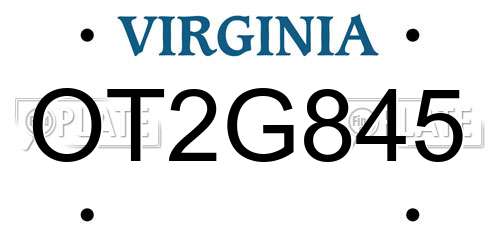 OT2G845 Virginia License Plate