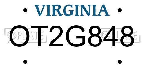 OT2G848 Virginia License Plate
