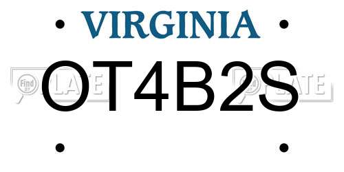 OT4B2S Virginia License Plate