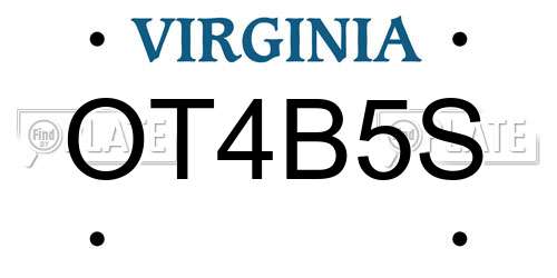 OT4B5S Virginia License Plate