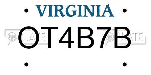 OT4B7B Virginia License Plate