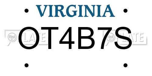 OT4B7S Virginia License Plate