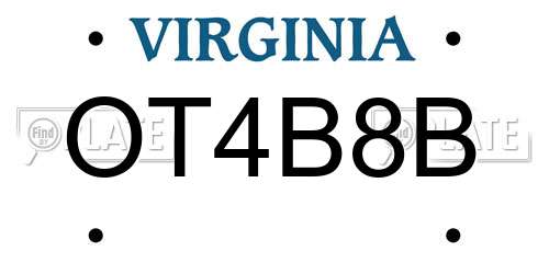 OT4B8B Virginia License Plate