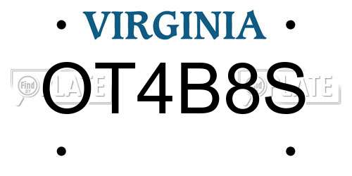 OT4B8S Virginia License Plate