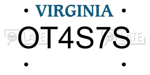 OT4S7S Virginia License Plate