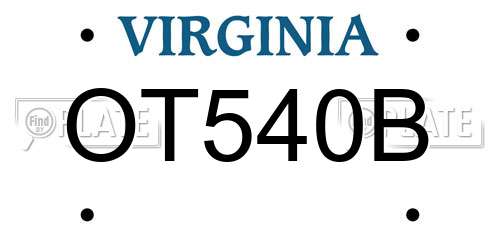 OT540B Virginia License Plate