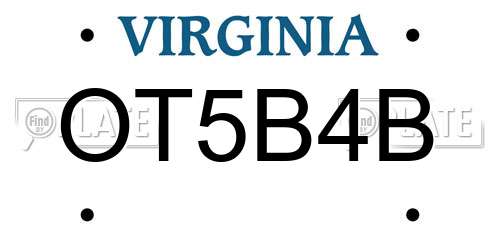 OT5B4B Virginia License Plate