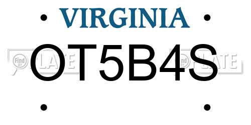 OT5B4S Virginia License Plate