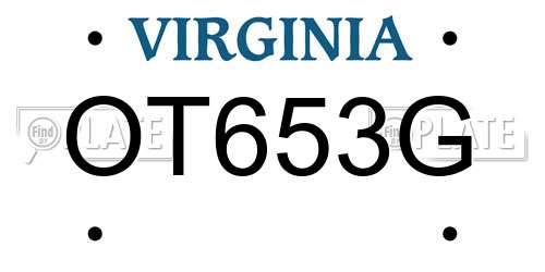 OT653G Virginia License Plate