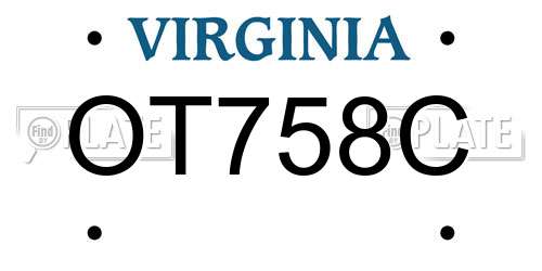 OT758C Virginia License Plate
