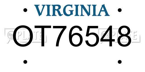 OT76548 Virginia License Plate