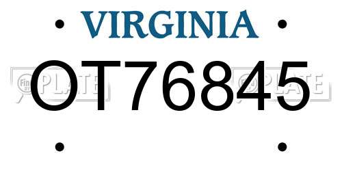 OT76845 Virginia License Plate