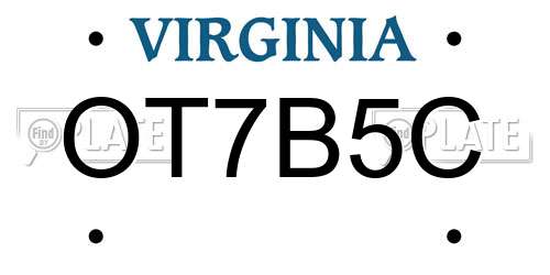 OT7B5C Virginia License Plate