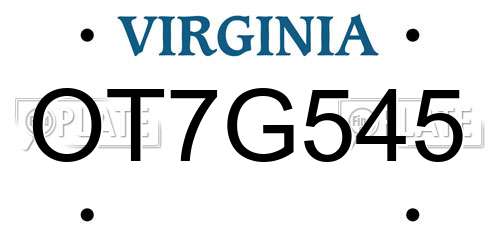 OT7G545 Virginia License Plate