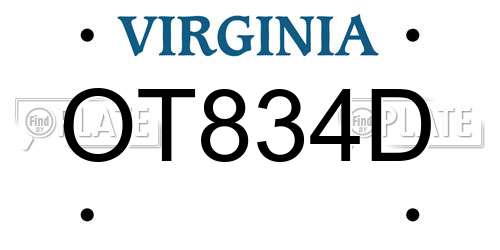 OT834D Virginia License Plate