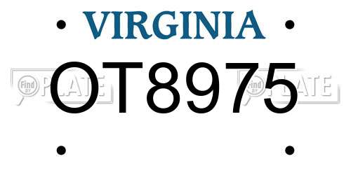 OT8975 Virginia License Plate