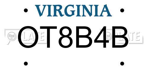 OT8B4B Virginia License Plate