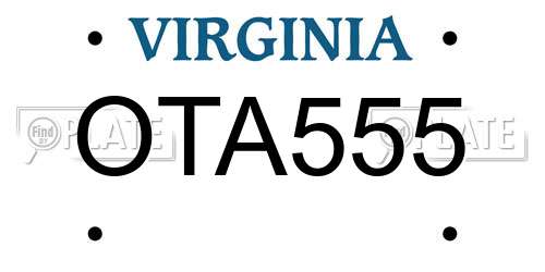 OTA555 Virginia License Plate