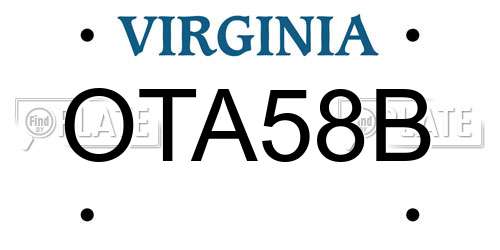 OTA58B Virginia License Plate