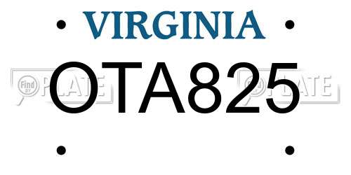 OTA825 Virginia License Plate