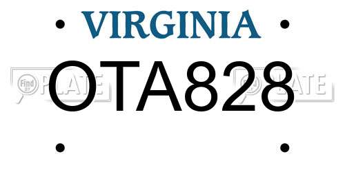 OTA828 Virginia License Plate