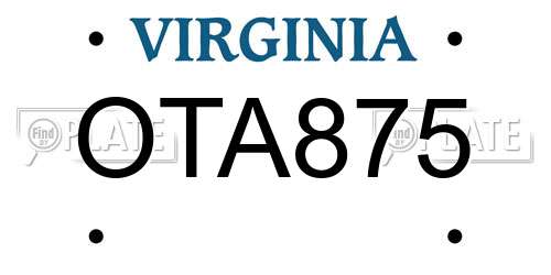OTA875 Virginia License Plate