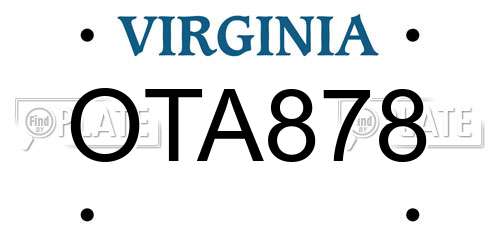 OTA878 Virginia License Plate