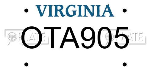 OTA905 Virginia License Plate