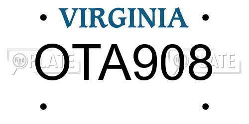 OTA908 Virginia License Plate